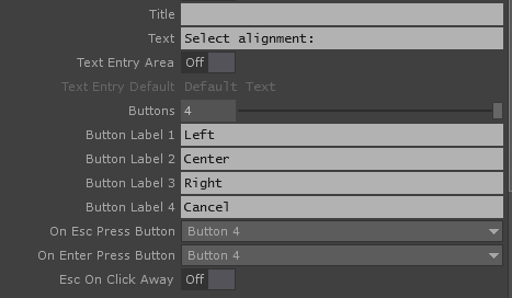 Selection Pop-Up Dialog Pars