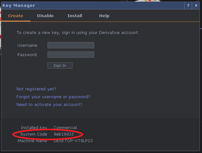 System Code in Key Manager Dialog